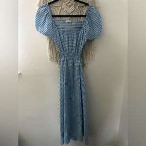 Checkered light blue dress